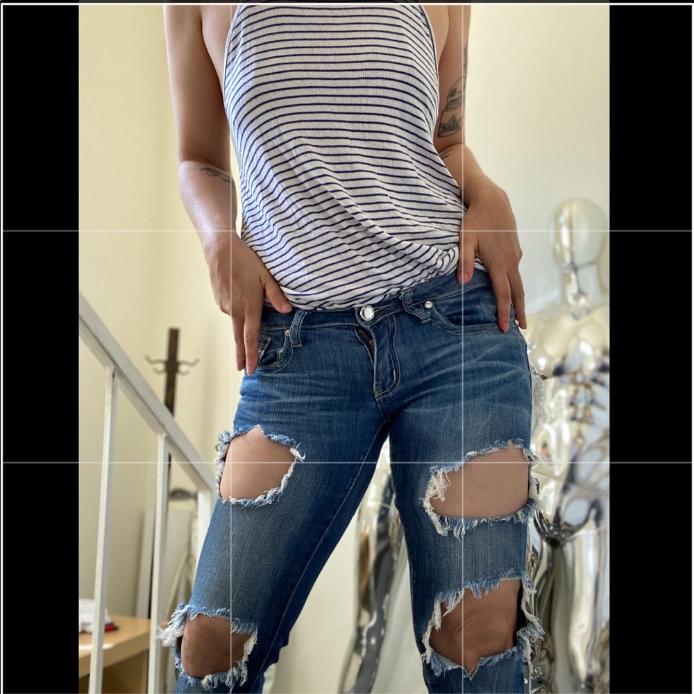👖 Jeans Low waisted Ripped Bling - Picture 7 of 14